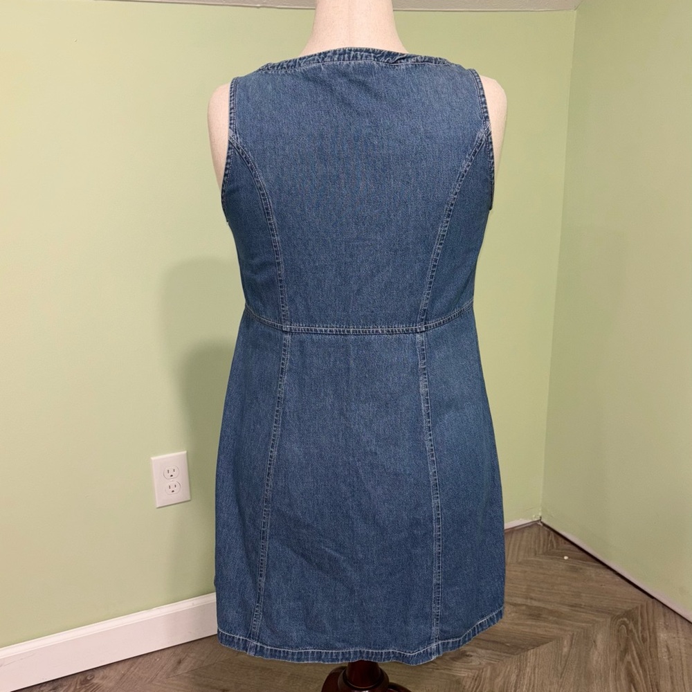 VTG Bugle Boy Snap Up Denim Mini Dress Sleeveless Scoop Neck 90’s Y2K Women’s 12 - Picture 2 of 7